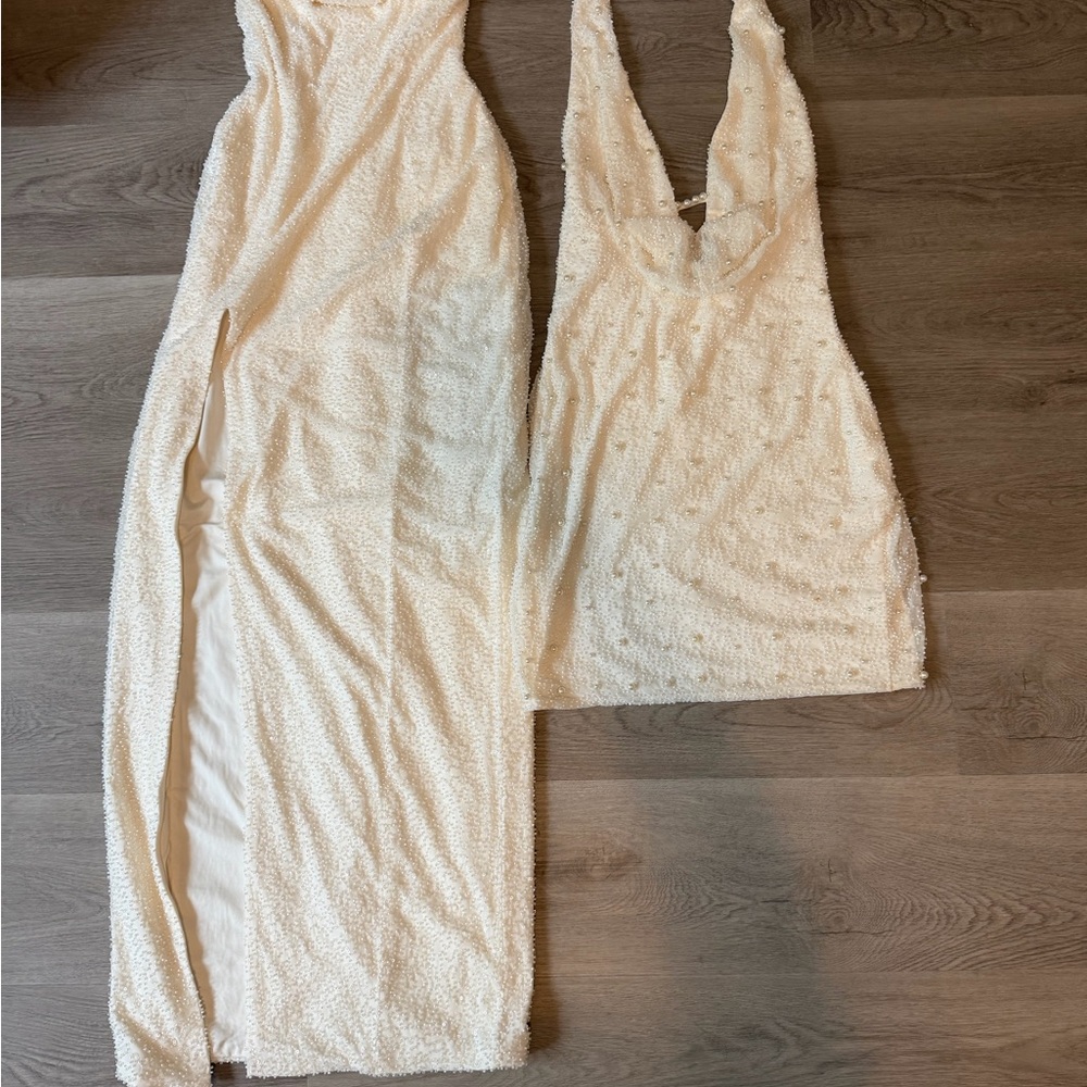 Oh Polly White Embellished Dress Sz 6Bridal Bundle - La Rochette / Versailles